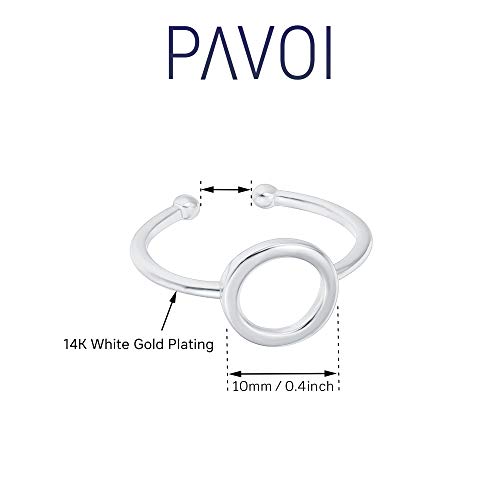PAVOI 14K Gold Karma Open Circle Ring | Gold Plated Adjustable Rings for Women | Stackable Rings - color: White Gold