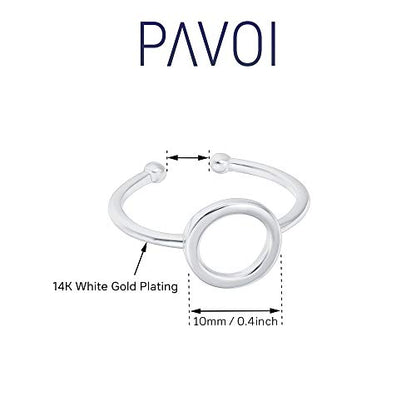 PAVOI 14K Gold Karma Open Circle Ring | Gold Plated Adjustable Rings for Women | Stackable Rings - color: White Gold