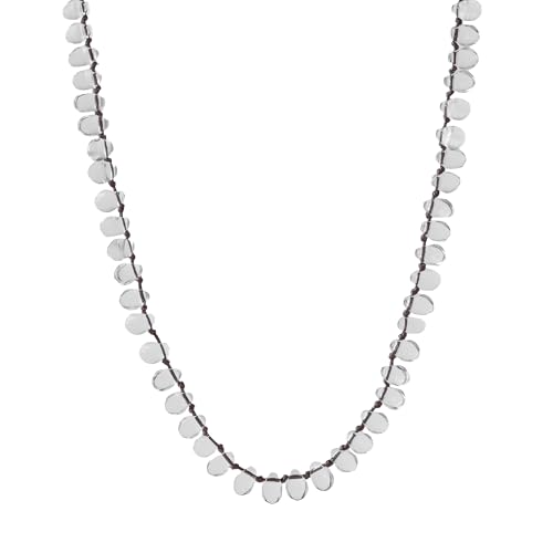 Multi Color Irregular Crystal Bead Necklace for Women, Handmade Knot Teardrop Beads, Layering Beach Party Jewelry Gift, 16IN+3IN Extender 18K Gold Plated Lobster Clasp - color: Clear