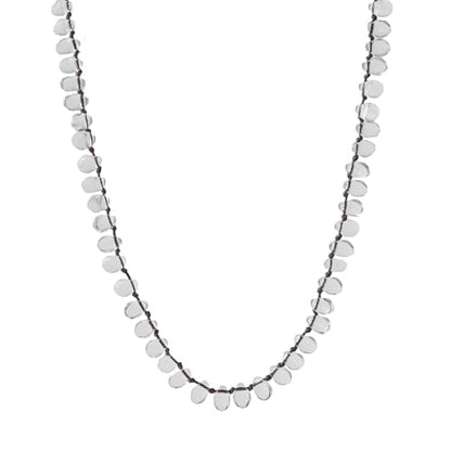 Multi Color Irregular Crystal Bead Necklace for Women, Handmade Knot Teardrop Beads, Layering Beach Party Jewelry Gift, 16IN+3IN Extender 18K Gold Plated Lobster Clasp - color: Clear