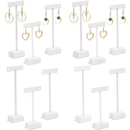 Marsui Earring Display Stands for Selling Set Wooden T Bar Jewelry Display Stand Holder for Necklaces Bracelet Showroom Trade - color: White