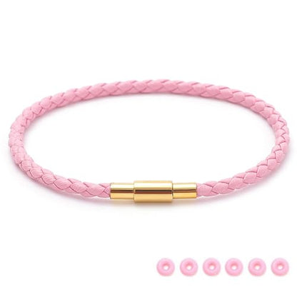 SEEDRILL Red Bracelets for Women Adjustable Charm Bracelet Braided Leather & 316L Stainless Steel with 18k Gold Plated Lucky Bracelets for Women, Red Pink Black String Bracelet Gifts for Women - color: Pink