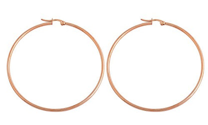 Rounded Hoops Earrings (20mm-60mm Diameter) - color: Rose Gold 60mm