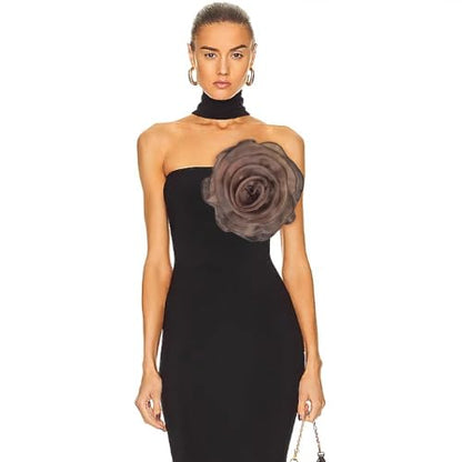 10inch Extra Large Flower Brooch Pin for Women Fashion Dainty Organza Satin Fabric Big Camellia Brooches Lapel Pins Wedding Dance Party Dress Accessories Exaggerated Jewelry Gift - color: 10 inch Brown