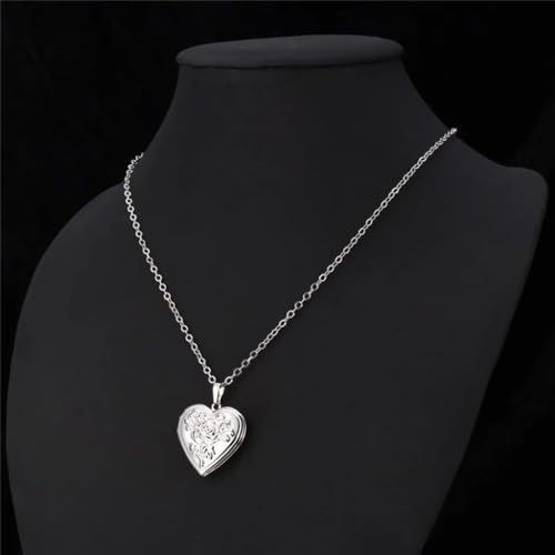 2 Pcs Locket Necklace that Holds Pictures Stainless Steel Locket Pendant Necklace Image Chain Necklaces for Women - color: Love Heart 4