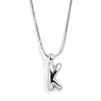 BaubleBar Gold-Plated Initial Necklace - Bubble or Signature Letter Pendant, 17-Inch Chain Necklace with Lobster Clasp, Fashion Jewelry, Perfect Personalized Gift for Women - color: K
