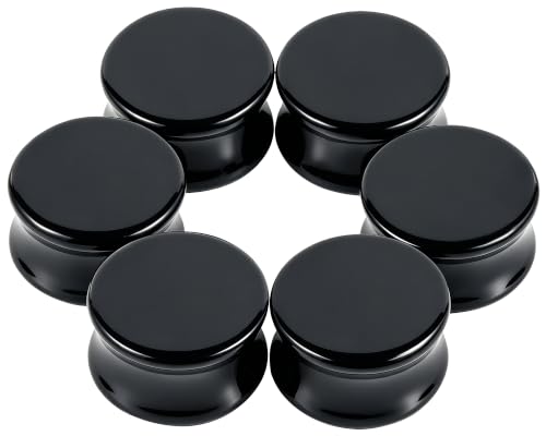 6G-30mm Solid Acrylic Black Gauges for Ear lightweight Tunnels Double Flared Saddle Ear Plugs Tunnels Earrings for Women Men - color: 26mm = 1 1/32 inch