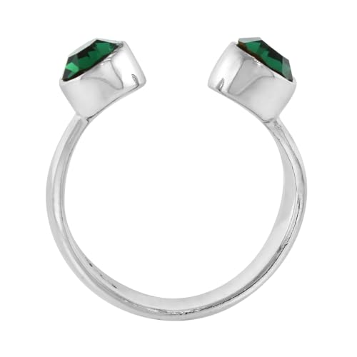 Sterling Silver Birthstone Colors Crystal Toe Ring for Women Open Top Midi Ring Knuckle Ring Adjustable sizes 2 to 4 - style: Emerald Green