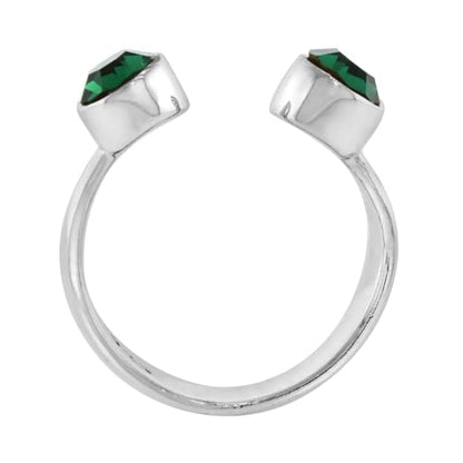 Sterling Silver Birthstone Colors Crystal Toe Ring for Women Open Top Midi Ring Knuckle Ring Adjustable sizes 2 to 4 - style: Emerald Green