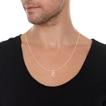 Floreo 10k Yellow Gold 0.45" Personalized Lighting Alphabet Letter A - Z Initial Charm Pendant with optional Extendable Chain Necklace - size: Pendant Only, style: - C -