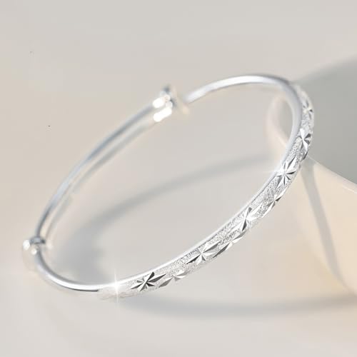 925 Sterling Silver Bracelet Plated Cuff Bangle Bracelet Fashionable Multi-layer Cross Wire Bangle Bracelet Open Adjustable Wide Cuff Bracelet for Teen Girls Fashion Jewelry - color: 05