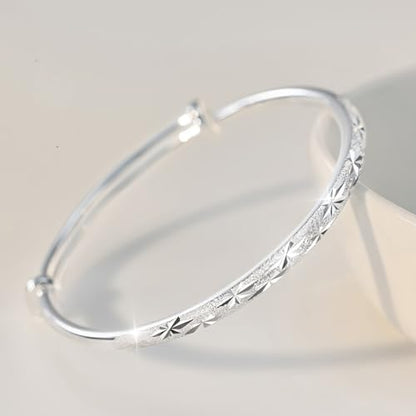 925 Sterling Silver Bracelet Plated Cuff Bangle Bracelet Fashionable Multi-layer Cross Wire Bangle Bracelet Open Adjustable Wide Cuff Bracelet for Teen Girls Fashion Jewelry - color: 05