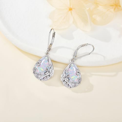 Black Onyx Earrings 925 Sterling Silver Black Onyx Dangle Drop Earrings Filigree Jewelry Gift for Women Girls - style: Opal