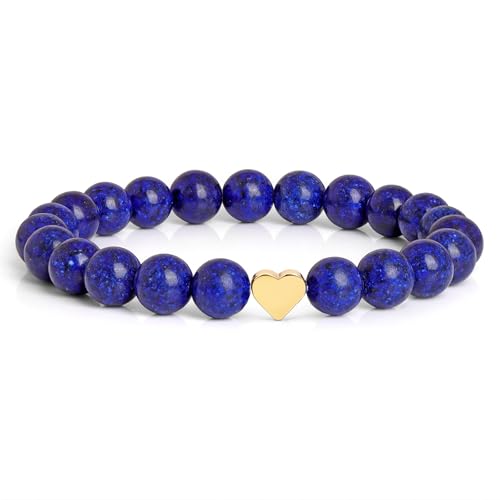Healing Bracelet For Women Anxiety Beaded Bracelets Jewelry Healing Stone Crystal Bracelet Stress Relief Yoga Beads Chakra Bracelets Gifts For Women pink - color: Heart-Lapis Lazuli