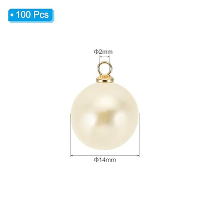 PATIKIL Pearl Charm, 100pcs Pearl Beads Faux Pearl Pendant Charm DIY for Jewelry Making Bracelets Earrings Necklace Crafts - color: Golden Beige, size: 14mm