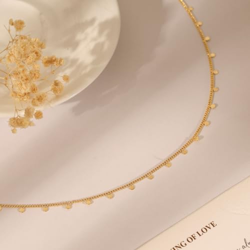 Gold Choker Necklace for Women, Dainty Gold Necklace 14k Gold Plated Simple Coin Butterfly Choker Necklaces for Women Trendy Charm Cute Non Tarnish Gold Necklace Fashion Waterproof Jewelry - color: C-Gold