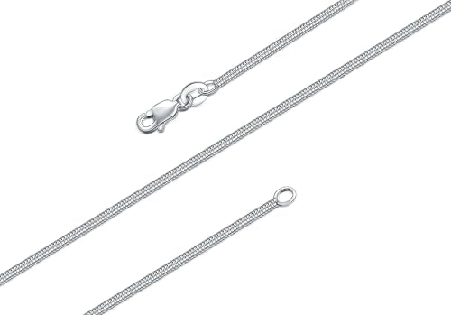 BORUO 925 Sterling Silver Snake Chain Necklace | Waterproof 14K Gold Plated Snake Chain | 1mm 1.5mm Solid Italian Nickel-Free Necklace Lobster Claw Clasp 14-30 Inch - color: Waterproof White Gold Plated Stainless Steel 1mm, size: 14 Inch