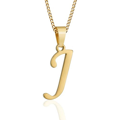 Suweibuke Initial Necklace for Men Women Boys Girls, 18K Gold Plated 26 Letters Pendant Necklace, Personalized Jewelry Gifts - color: Gold--1J