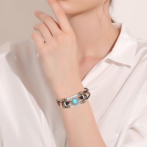 NEWITIN 20 Pieces Silver Bohemian Jewelry Set for Women Fashion Costume Jewels Turquoise Necklace Bracelet Ring Earrings Western Turquoise Jewelry Set for Women - color: Turquoise Jewelry Blue Set