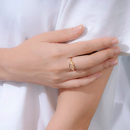 Amazon Essentials 14K Plated Sterling Silver Round Signet Ring - color: Yellow Gold, size: 10, style: Heart