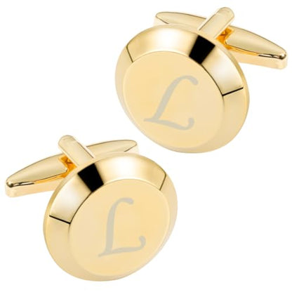 GWD Cufflinks for Men Stainless Steel Initial Cuff Links Alphabet Letter A-Z Groom Father Gift - style: L