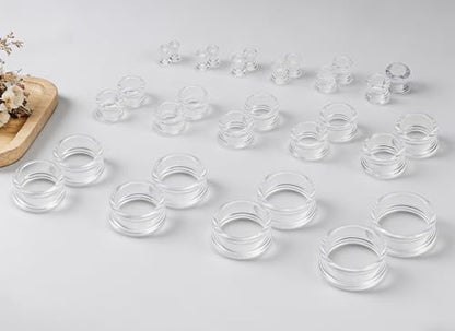 6G-50mm Hollow Acrylic Ear Plugs Tunnels for Women Men Double Flared Saddle Ears Gauge Plug Stretcher Expander Piercing Body Jewelry Black White Clear 1 Pairs - color: Clear Tone, size: 18mm = 11/16 inch
