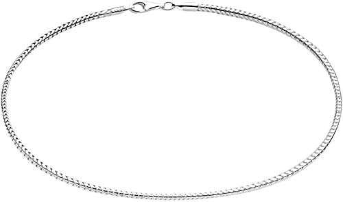 Savlano 925 Sterling Silver Solid Italian Figaro, Rope,Herringbone, Curb, Ball Bead, Snake, Mariner Chain Anklet for Women, Comes in 0.8mm - 5mm With Gift Box - style: Snake 0.8mm