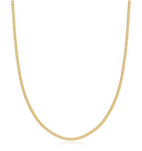 Barzel 18K Gold Plated Curb/Cuban Link Chain Necklace For Women or Men - Made In Brazil - color: 2MM Gold, size: 20 Inches