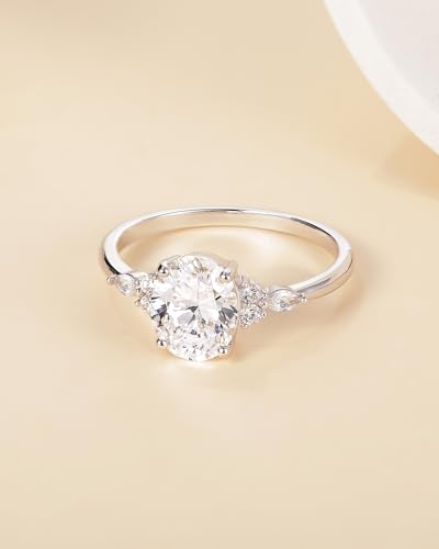 TIGRADE 3CT Engagement Ring Oval Cut Cubic Zirconia Marquise Round CZ Eternity Wedding Band for Women Size 3-12 - color: Silver