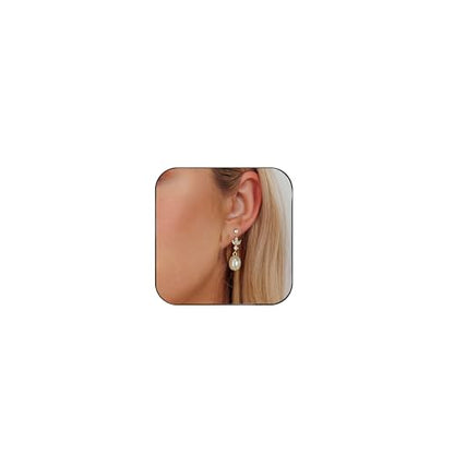 Gold Earrings for Women Trendy, Dainty Dangle Earrings 14K Gold Plated Drop Earrings Cute Wedding Earrings Fashion Prom Bridal Jewelry Gifts - color: Gold-A8