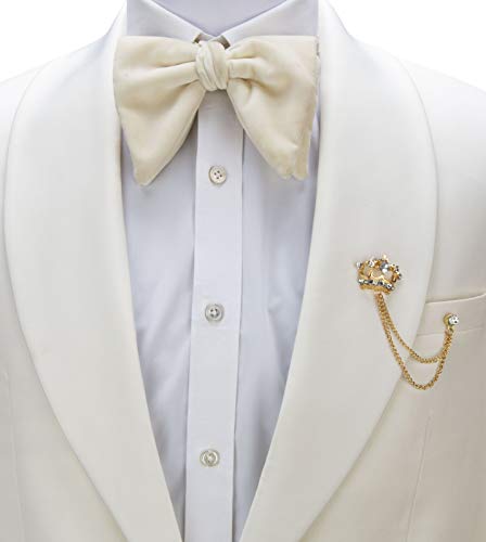 A N KINGPiiN Lapel Pin for Men Golden Crystal Crown with Hanging Chain Brooch Suit Stud, Shirt Studs Men's Accessories Golden