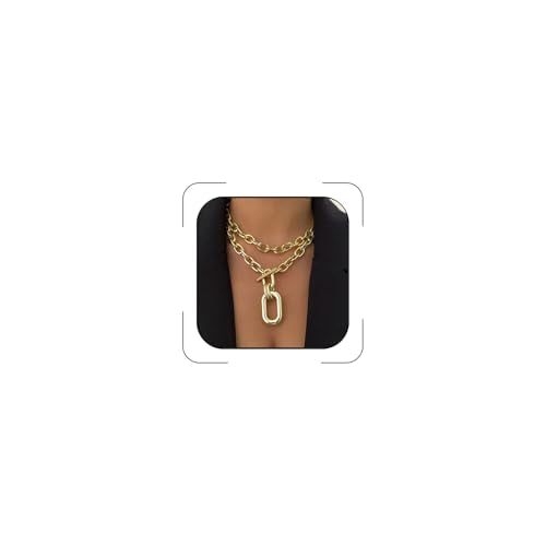 CSIYANJRY99 Chunky Gold Necklaces for Women,Multilayer Punk 80s Hip Hop Necklace,Layered Cuban Link Chain Statement Necklace 90s Freaknik Outfit Accessories for Women - color: Gold Larered Neckalce