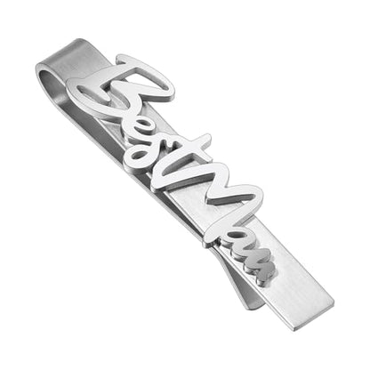 HAWSON Father of the Bride and Groom Tie Clip Best Man Skinny Stainless Steel Marriage Tie Bar Wedding Gift for Man - style: 2''-BESTMEN