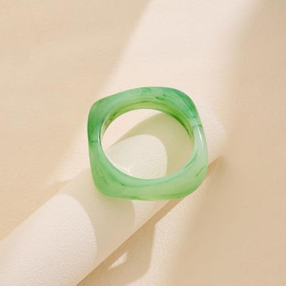 Chunky Acrylic Bangles Bracelets For Women Geometric Acrylic Resin Acetate Mottled Wide Bangle Bracelet Statement Colorful Bangles for Party - color: 03-green bangle