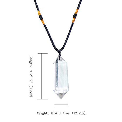 Runyangshi Clear Quartz Healing Crystal Pendants, Double Pointed Natural Crystal Quartz Necklace 6 Faceted Chakra Crystal Wand Stone - color: Clear Quartz