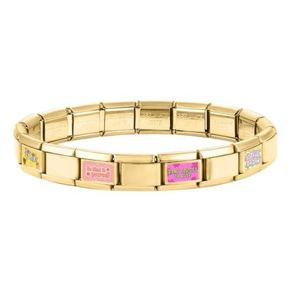 Italian Charms Bracelet Sets with 1Pcs Starter Brascelet 9Pcs Charms 9mm Italian Modular Charm Bracelet DIY Module Jewelry Gifts - color: A-Starter Bracelet Set Gold Pink