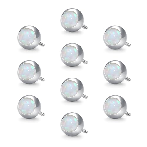 VCMART 14G 5mm 8mm Replacement Balls Externally Threaded Piercing Balls for Tongue Nipple Navel Belly Button Rings Industrial Barbell Piercing Surgical Steel Body Piercing Jewelry Parts - color: 10pcs 5mm ball -6(C)