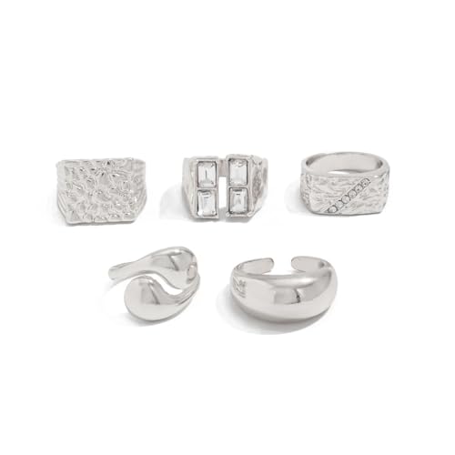 Chunky Rings for Women Gold Stackable Knuckle Ring Set Adjustable Statement Ring Set Vintage Dainty Open Midi Rings Jewelry Pack for Women Silver4