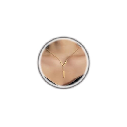 Simple Gold Bar Necklace for Women,Dainty Long Chain Lariat Necklaces Trendy Silver Statement Y Necklace,Charm Everyday Jewelry Accessories Gifts - color: Gold