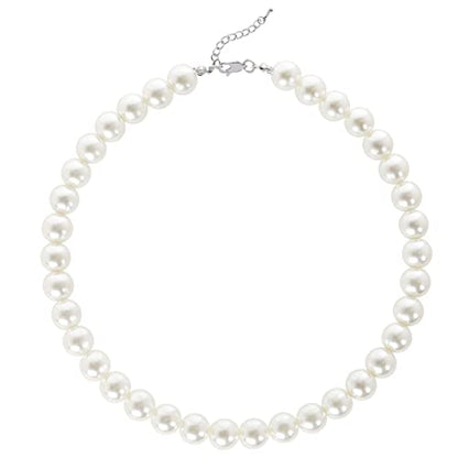 BABEYOND Round Imitation Pearl Necklace Wedding Pearl Necklace for Brides - color: White, size: 12mm