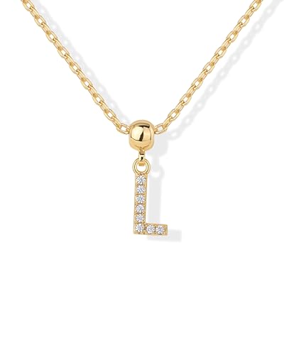 PAVOI 14K Gold Plated Dainty Initial Letter Necklace with Charms for Women | Adjustable Chain Gold Charm Initial Necklaces, Small Alphabet Letters Removable Pendants Cute Jewelry Gifts - style: - L