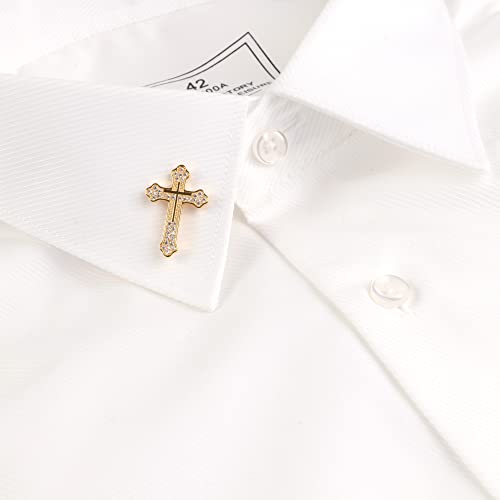 Men's Tie Pins Lapel Pins Brooches Suit Accessories - color: 1pcs cross gold
