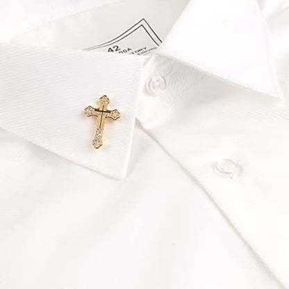 Men's Tie Pins Lapel Pins Brooches Suit Accessories - color: 1pcs cross gold