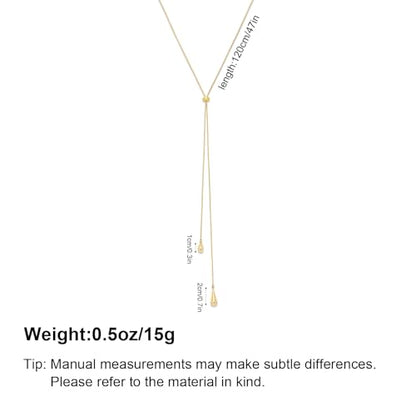 Gold Lariat Necklace for Women Heart Pearl Y - Shaped Long Necklace Simple Chain Trendy Jewelry Gifts - color: Tassel Drop