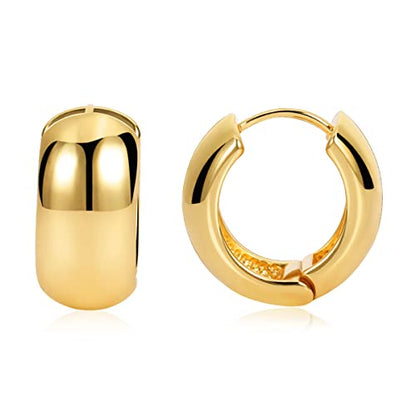 FAMARINE Chunky Thick Hoop Earrings for Women Gold Hoops Huggie Earrings for Men Gift - color: 0.7" Hoop