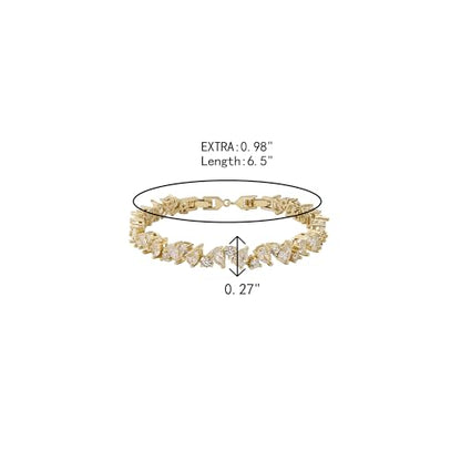 Crysdue Marquise Teardrop Cubic Zirconia Wedding Bridal & Prom Tennis Bracelets for Brides Bridesmaids, Silver/Gold/Rose Gold Plated Bracelet Gifts for Women - style: G_Teardrop, Gold