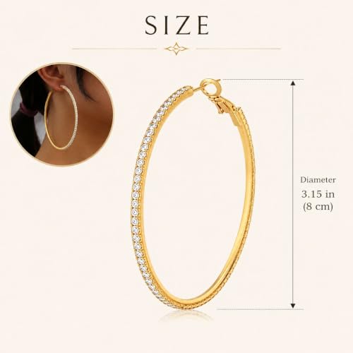 Big Chunky Gold Hoop Earrings for Women Beaded Large Statement Earrings Lightweight Fashion Jewelry Daily Wear Party Gift - color: E4:Gold 8cm