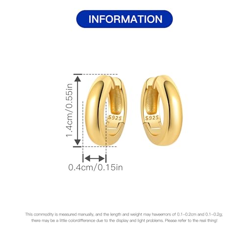 Sterling Silver 18K Gold Plated Women's Earrings Hypoallergenic Hoops, Dainty Trendy Jewelry Gift - color: Golden | Textured Versatile Basic Earrings