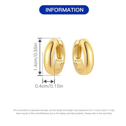 Sterling Silver 18K Gold Plated Women's Earrings Hypoallergenic Hoops, Dainty Trendy Jewelry Gift - color: Golden | Textured Versatile Basic Earrings