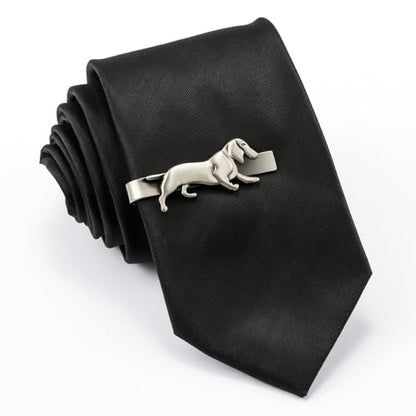 HAWSON Various Tie Clips for Men Unique, Funny Novelty Mens Tie Bar, Personalized Tie Pins for Men, Theme Wedding Party Gifts - style: Ancient Silver Dog